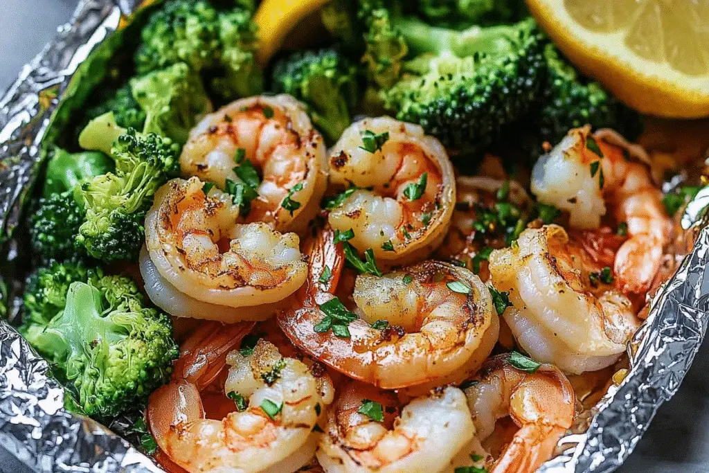 Shrimp and Broccoli Foil Packs