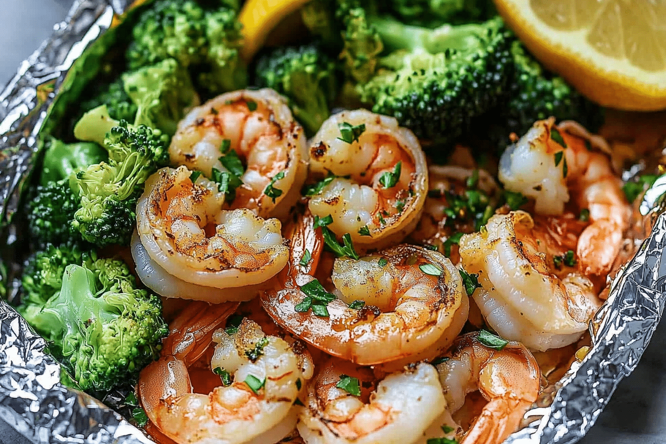 Shrimp and Broccoli Foil Packs