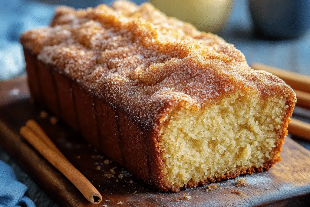 Spiced Apple Cider Donut Loaf with a Cinnamon Sugar Crust