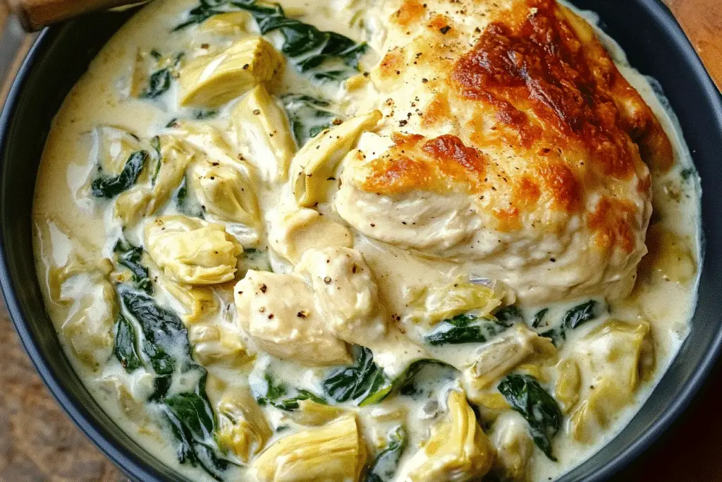 Spinach Artichoke Greek Chicken Alfredo