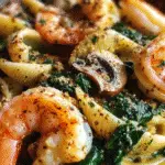 Spinach Mushroom Shrimp Shells