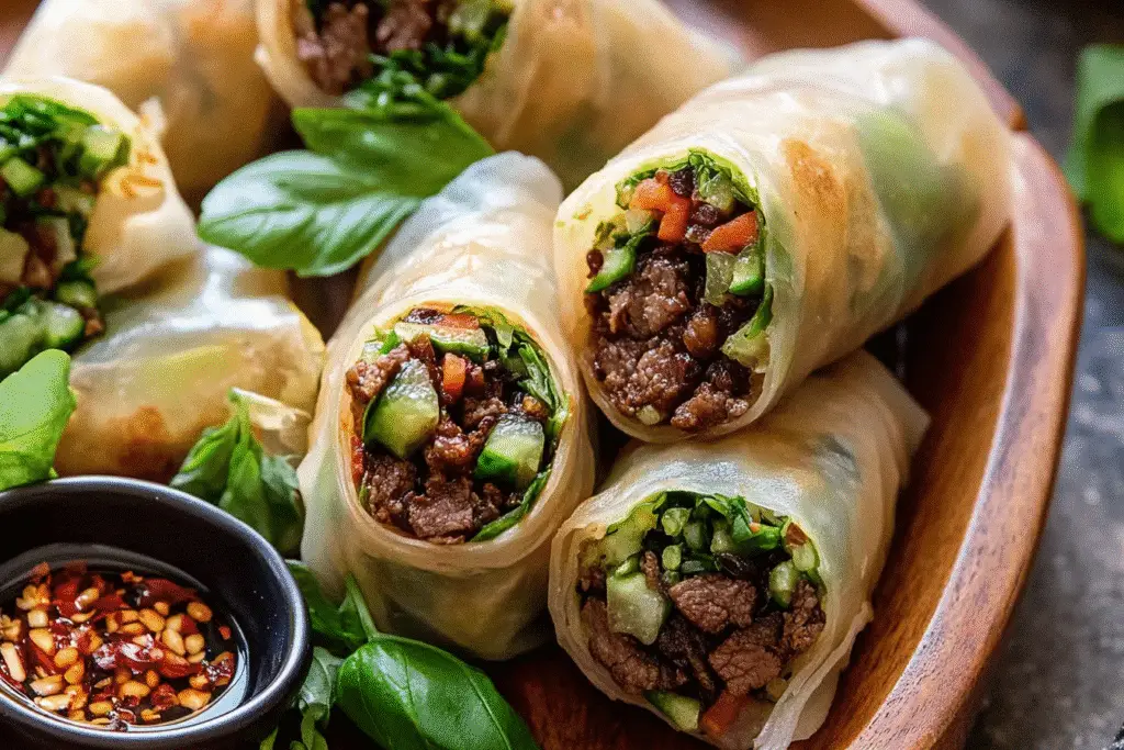 Thai Basil Beef Rolls