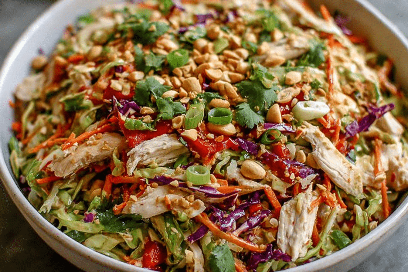 Thai Peanut Chicken Crunch Slaw Salad