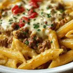 Velveeta Penne Pasta with Cajun Beef Alfredo Sauce