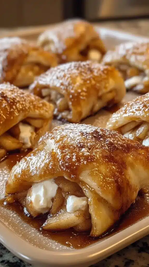 Crescent Roll Apple Dumplings fresh out of the oven, golden and delicious.
