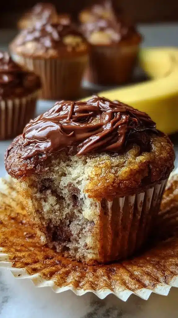 Delicious Nutella banana muffins fresh out of the oven, ready to enjoy