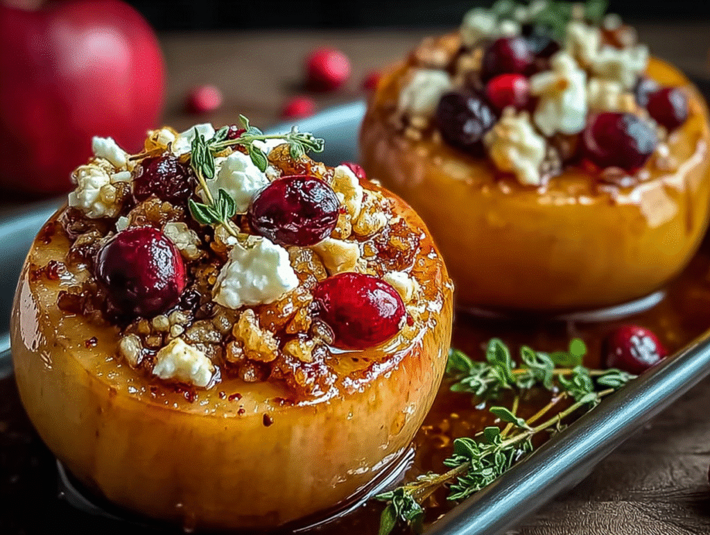 Baked Apples with Feta, Honey, and Cranberries
