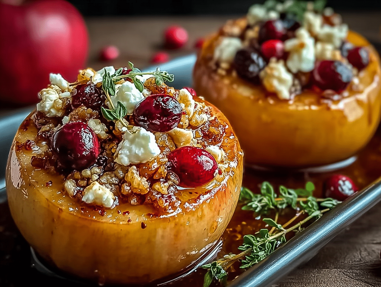 Baked Apples with Feta, Honey, and Cranberries