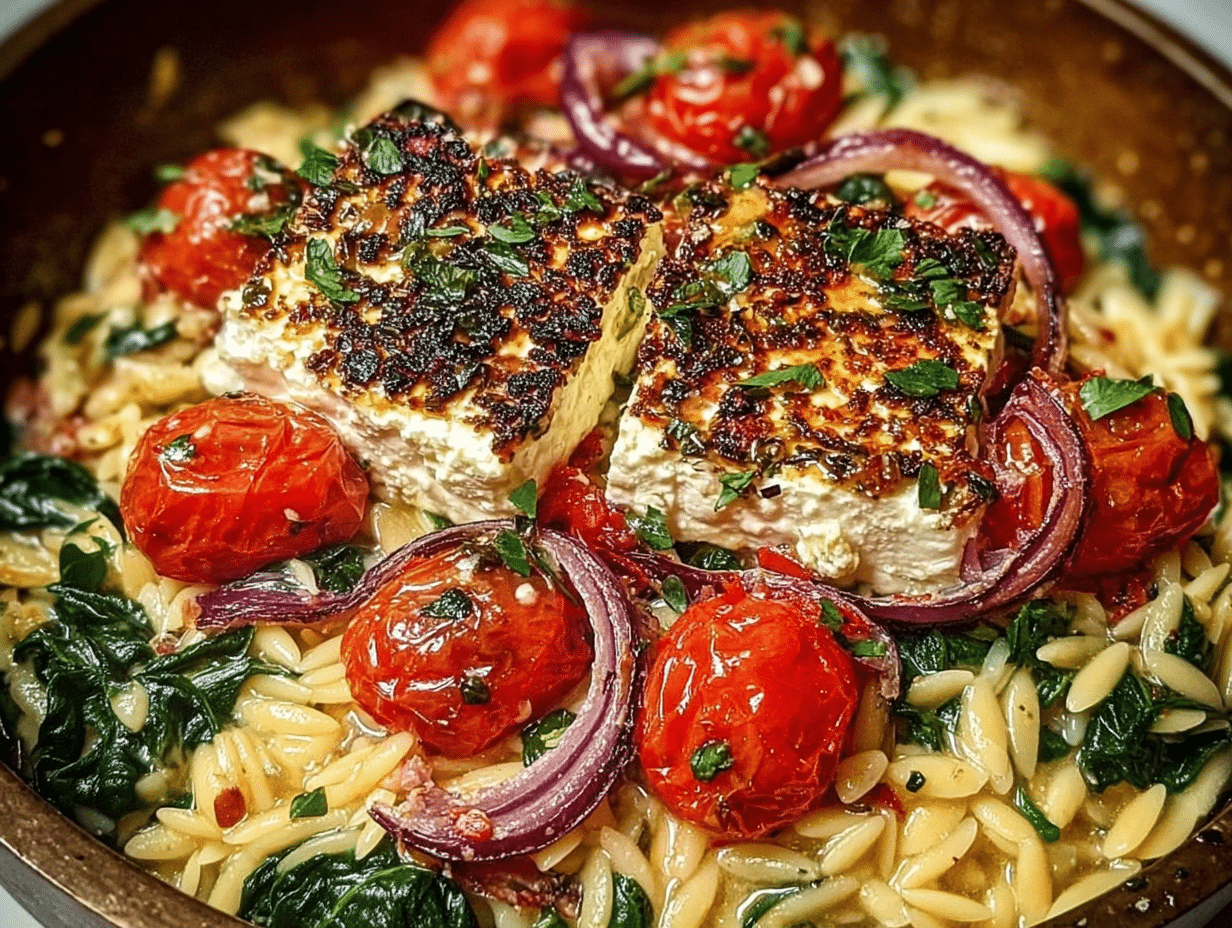 Baked Feta Orzo Spinach