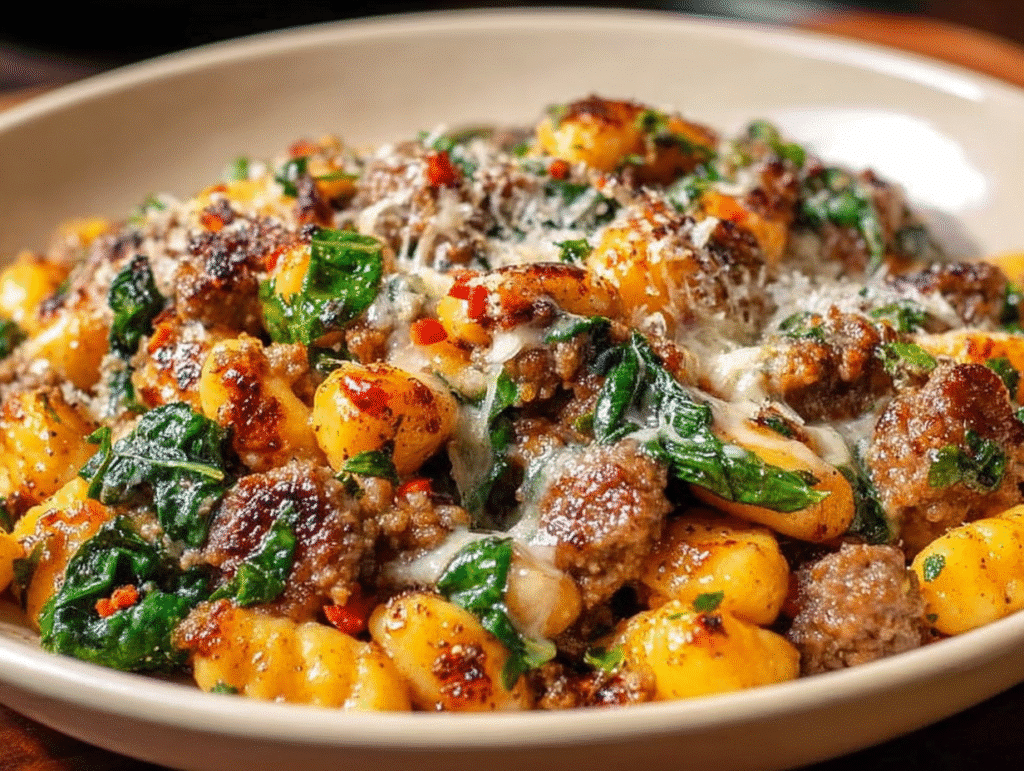 Butternut Squash, Sausage, and Kale Gnocchi Skillet