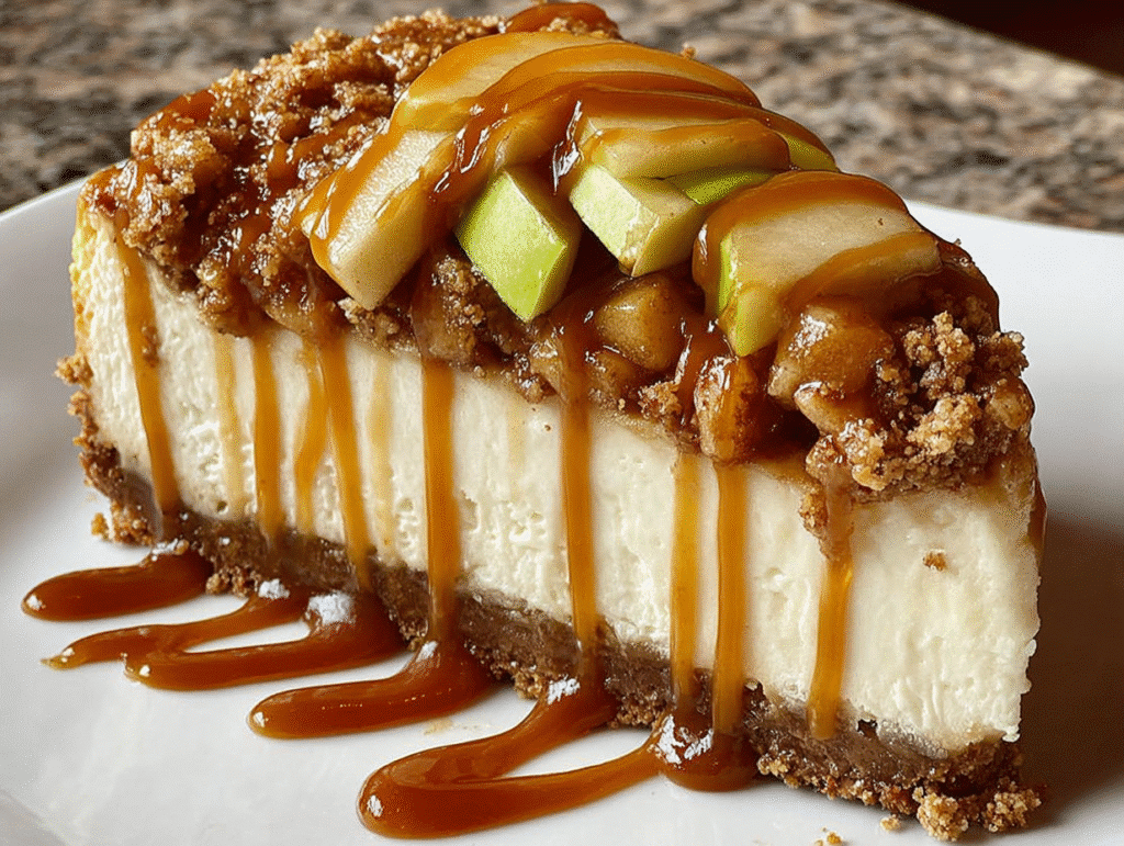 Caramel Apple Crisp Cheesecake