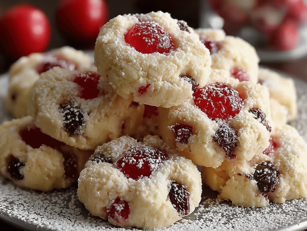 Christmas Maraschino Cherry Shortbread