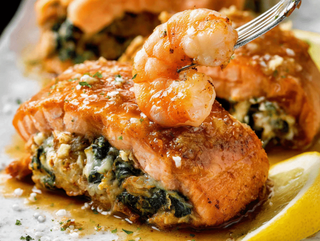 Crab and Shrimp Stuffed Salmon