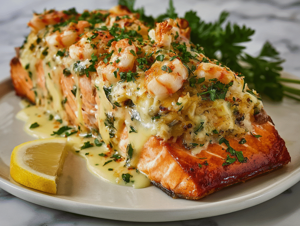 Crab and Shrimp Stuffed Salmon