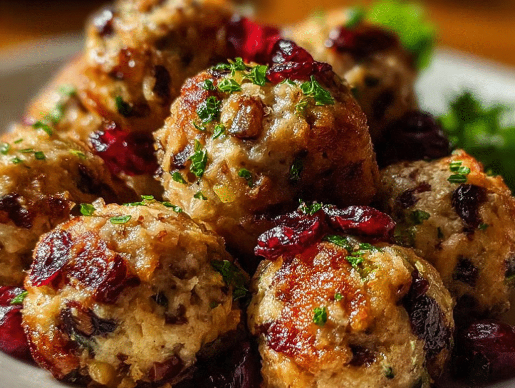 Cranberry Turkey Stuffing Balls