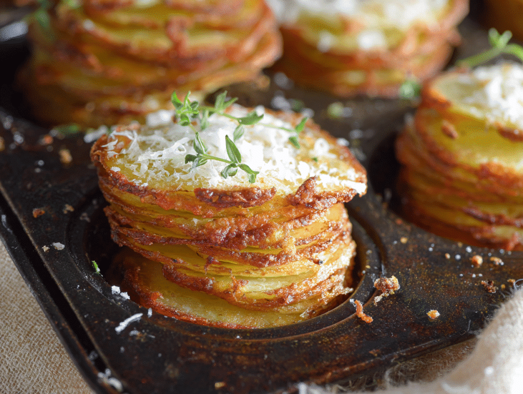 Crispy Parmesan Potato Stacks