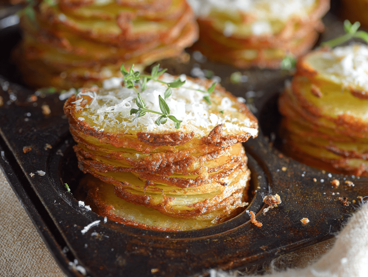 Crispy Parmesan Potato Stacks