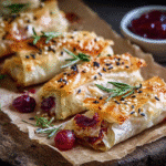 Easy Cranberry and Brie Filo Crackers