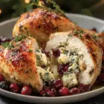 Easy Stuffed Roast Chicken with Cranberries and Apples