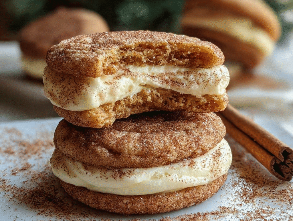 Eggnog Snickerdoodle Sandwich Cookies