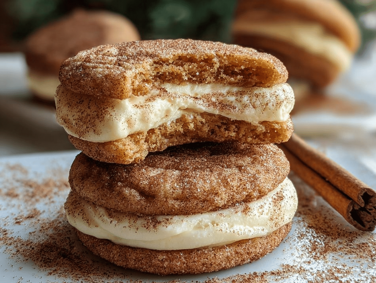 Eggnog Snickerdoodle Sandwich Cookies