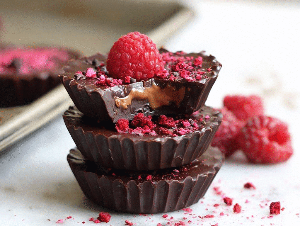 Healthy Chocolate Raspberry Cups Dessert
