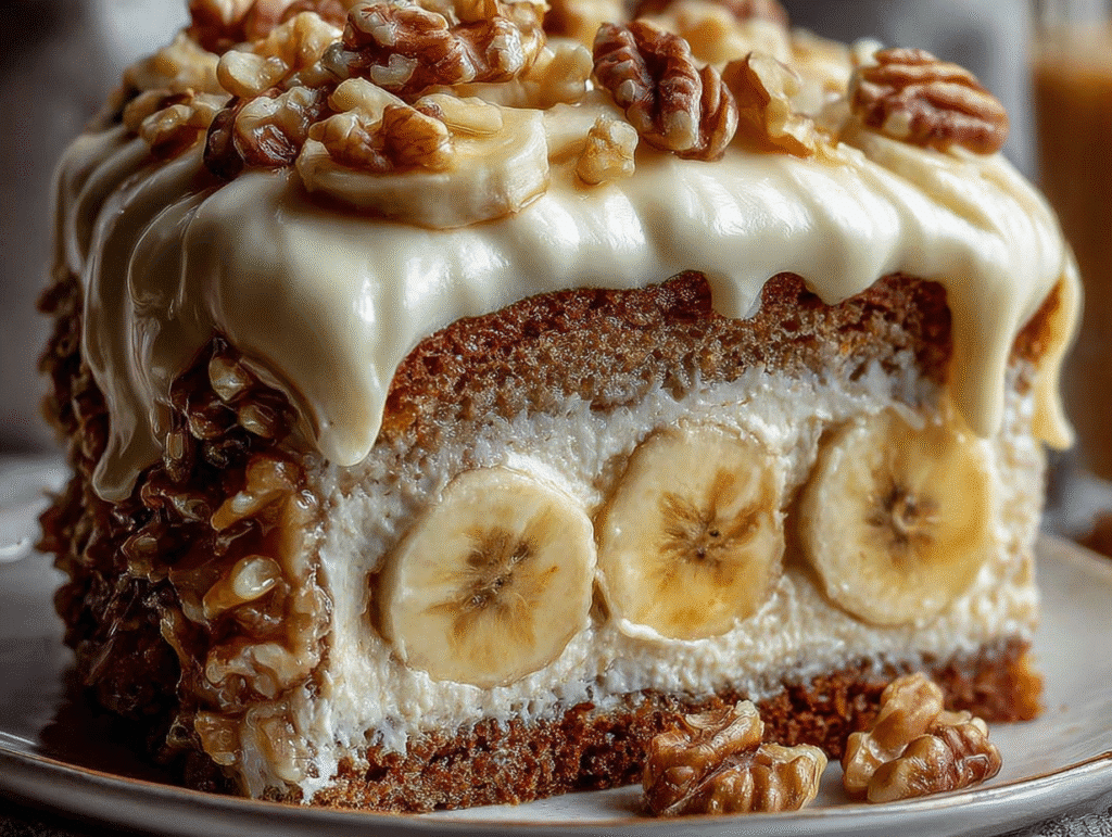 Heavenly Banana Walnut Cream Cake