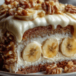 Heavenly Banana Walnut Cream Cake