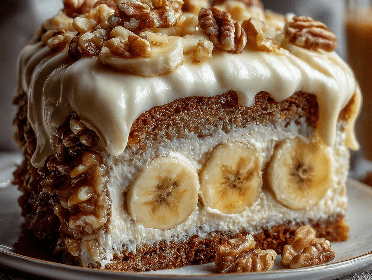 Heavenly Banana Walnut Cream Cake