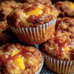Jumbo Caramel Peach Cobbler Muffins