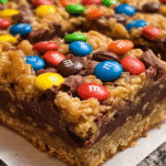 M&M Chocolate Fudge Oatmeal Bars