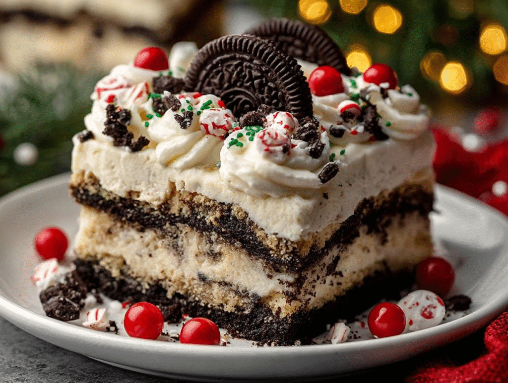 No-Bake Christmas Oreo Lasagna