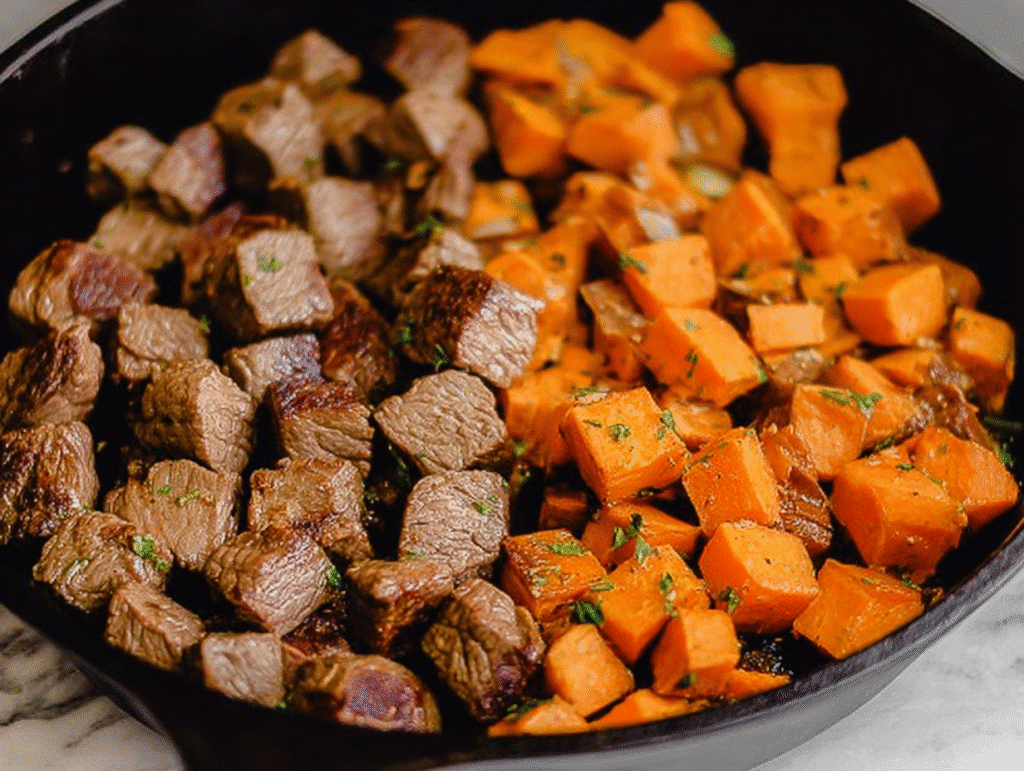 One Pan Steak and Sweet Potato Skillet