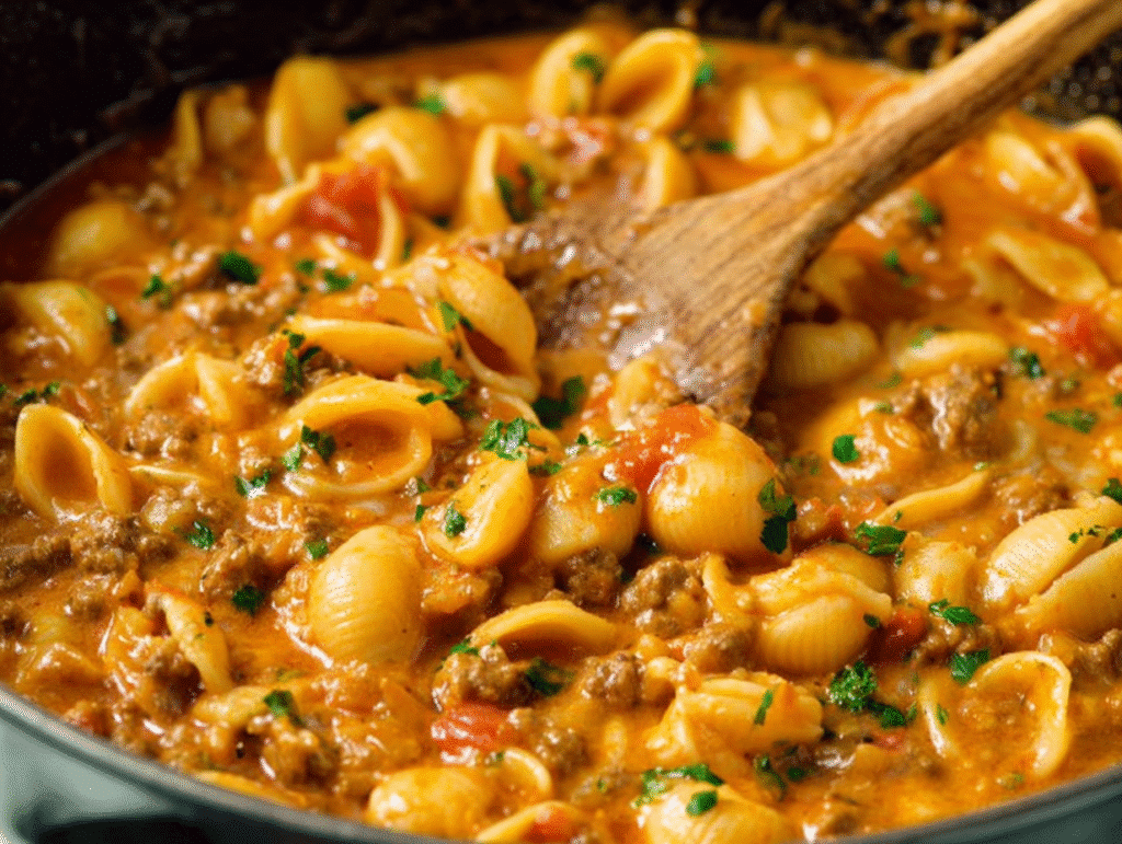 One-Pot Cheesy Taco Pasta Skillet