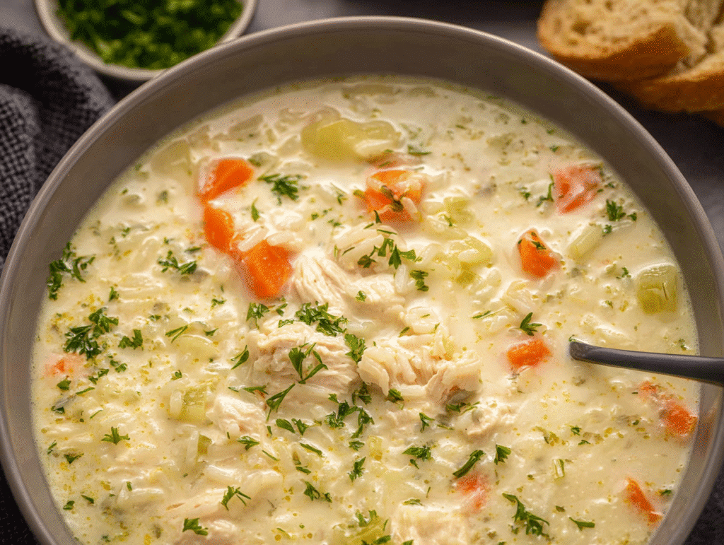 One Pot Creamy Chicken and Rice Soup