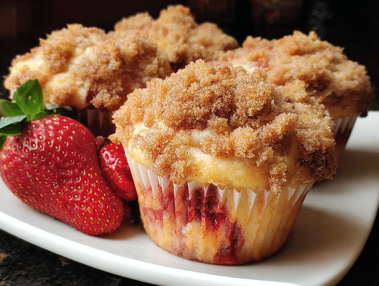 Orange Strawberry Muffins Streusel