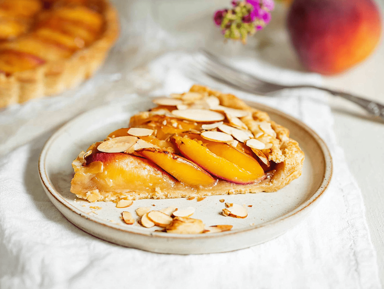 Peach Puff Pastry Tart with Almonds