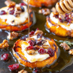 Roasted Sweet Potato Rounds with Goat Cheese and Dried Cranberries