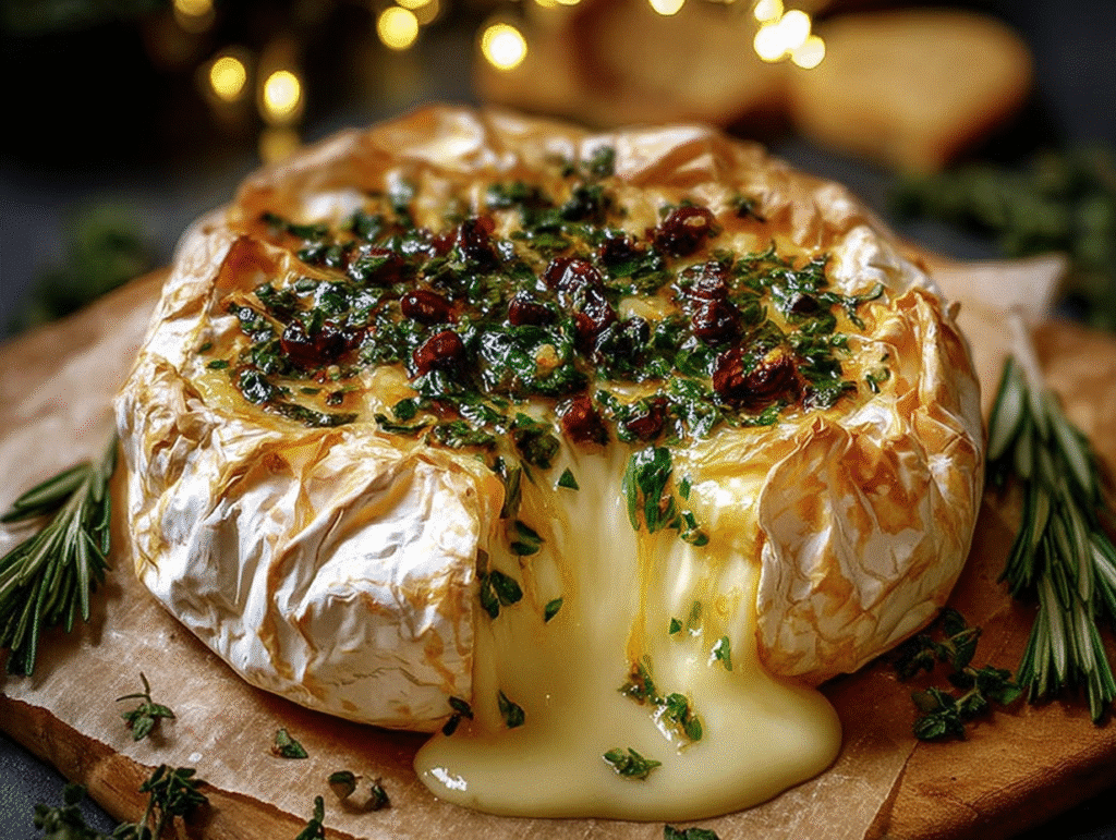 Savory Baked Brie with Garlic and Herbs