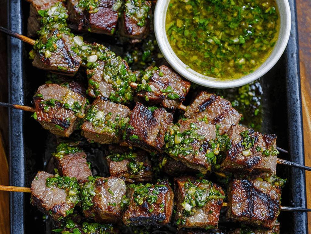 Steak Skewers with Chimichurri Sauce