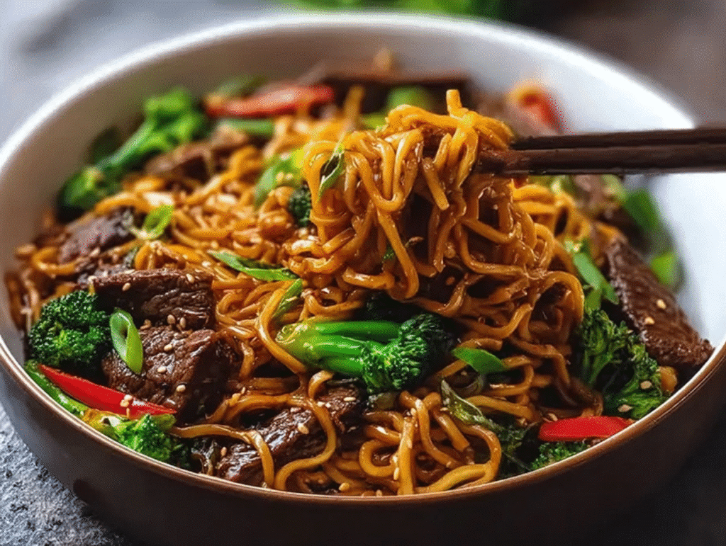 Sticky Beef Noodles