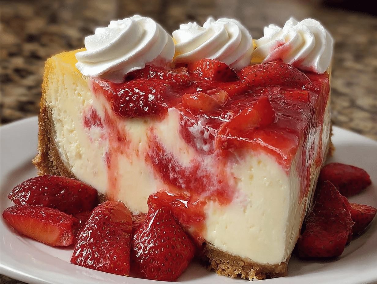 Strawberries Cream Cheesecake Swirled