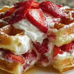 Strawberry Cheesecake Stuffed Waffles