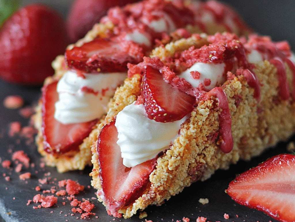 Strawberry Crunch Cheesecake Tacos
