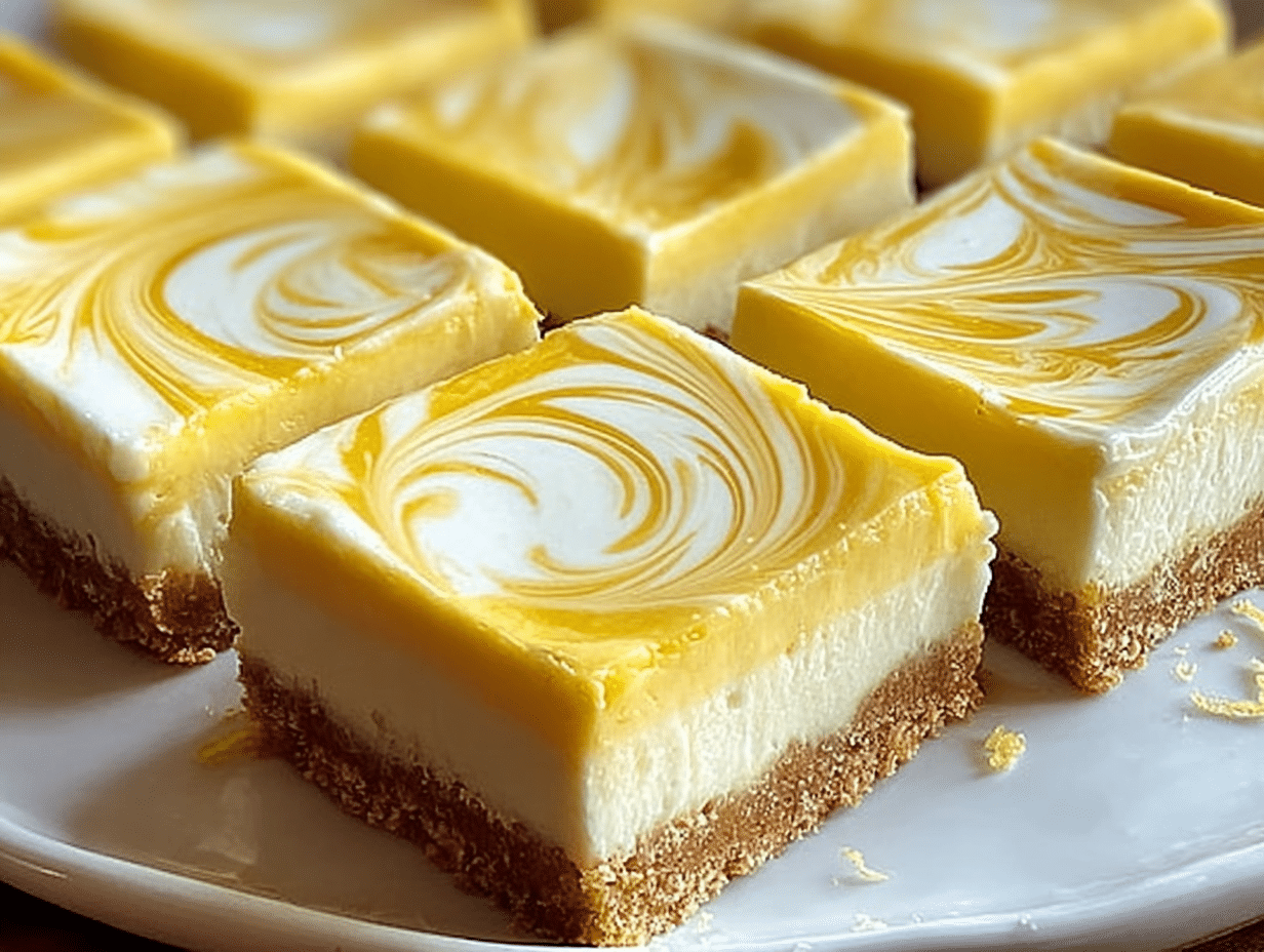 Swirled lemon cheesecake bars