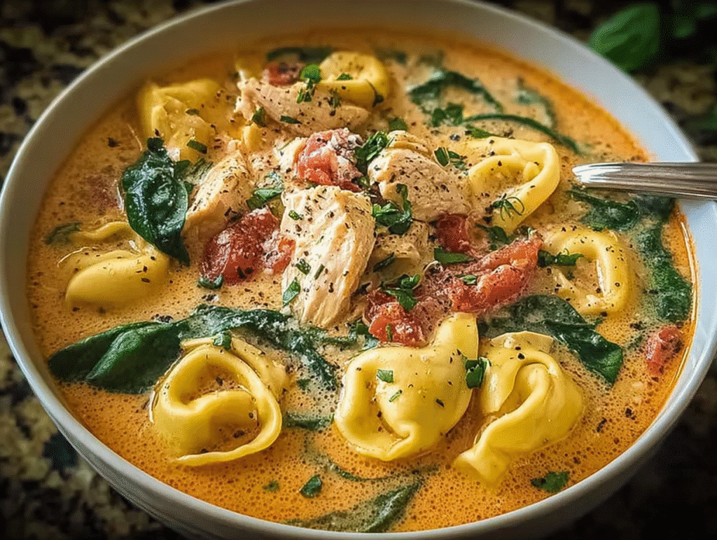 Tuscan Chicken Tortellini Soup