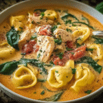 Tuscan Chicken Tortellini Soup