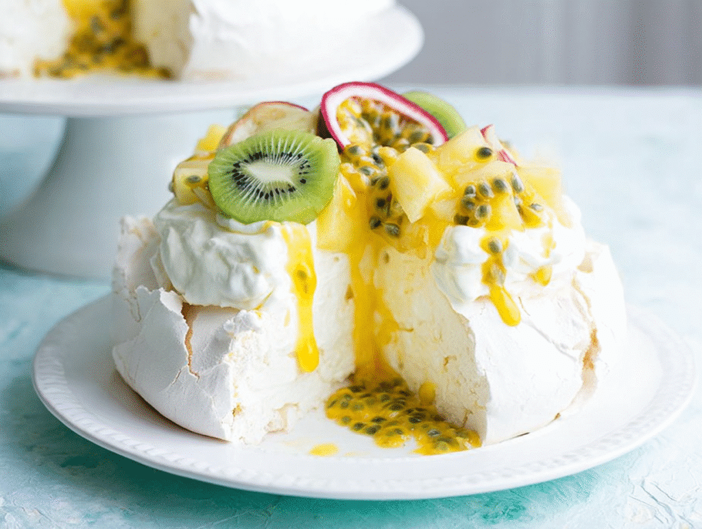 Vanilla Pavlova with Pineapple & Passion Fruit