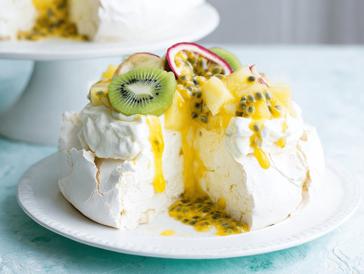 Vanilla Pavlova with Pineapple & Passion Fruit