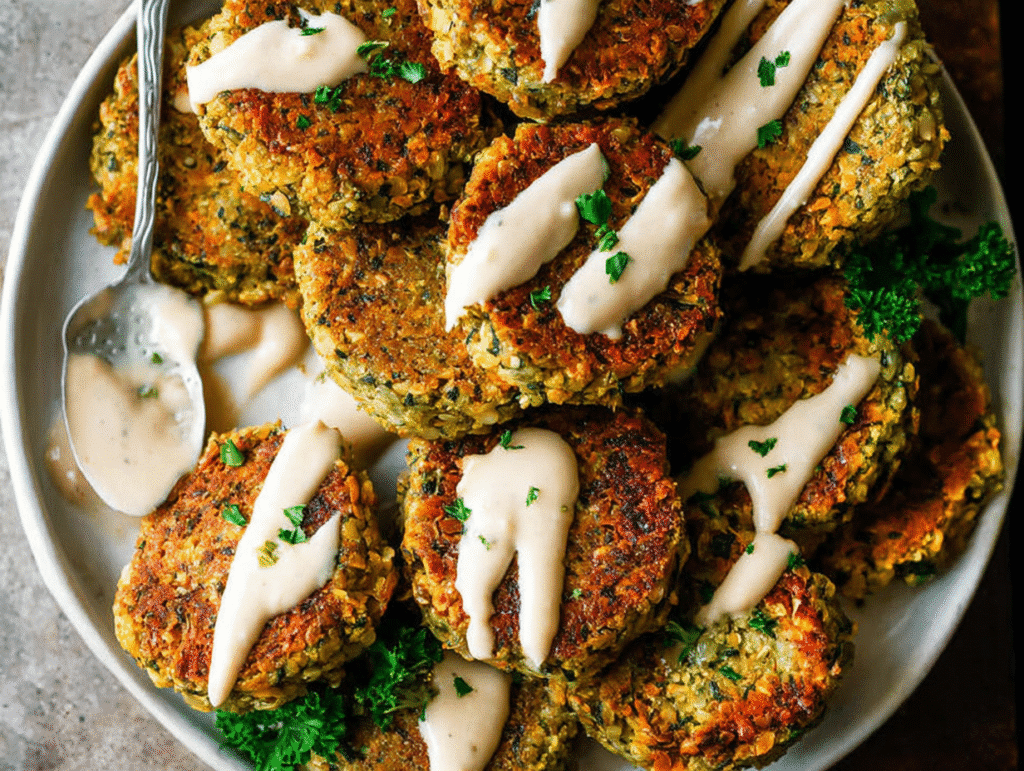 Baked Falafel with Tahini Sauce